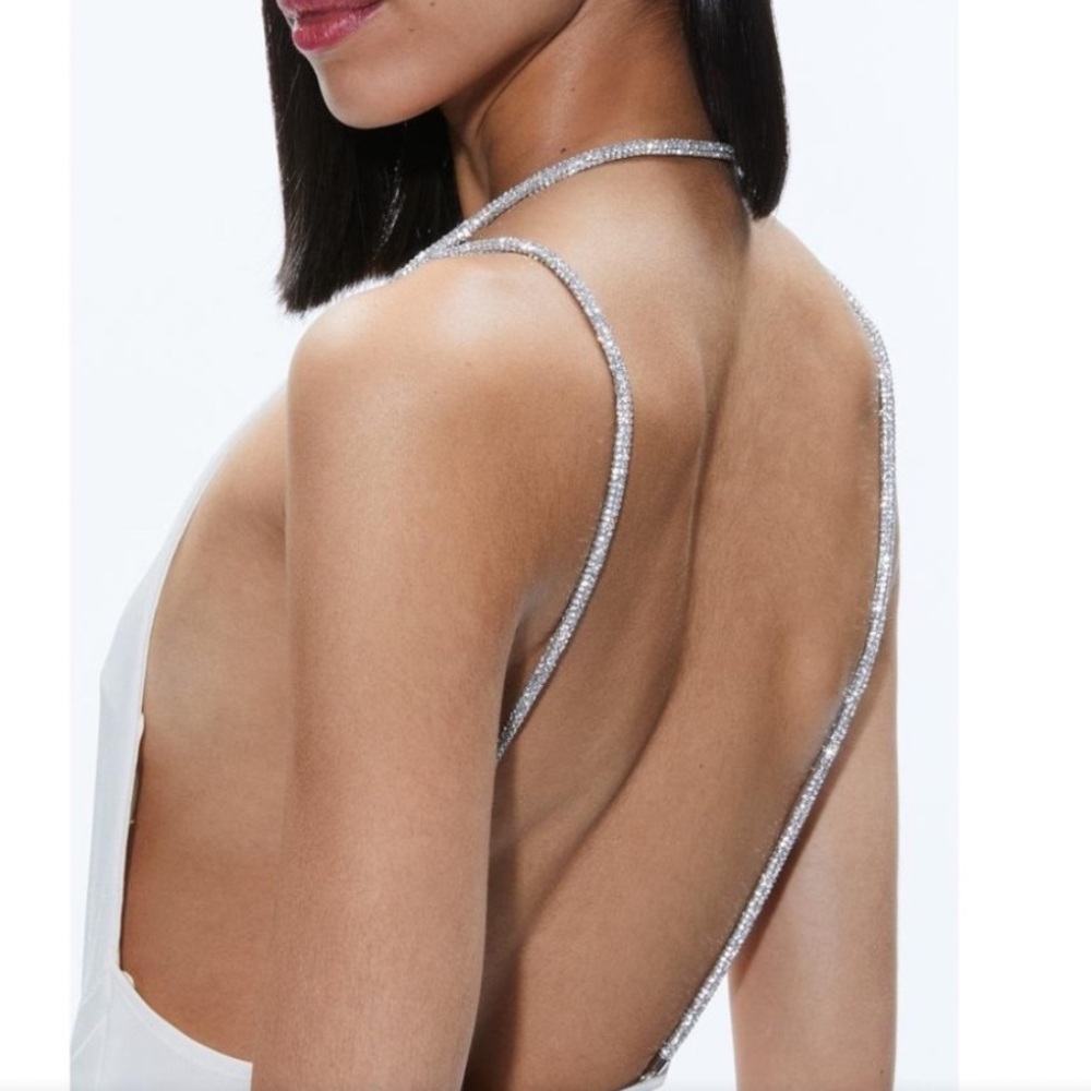 New Alice and Olivia Coral Crystal Strap Midi Dress - Picture 3 of 12